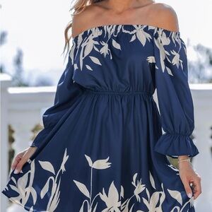 Cupshe Off-Shoulder Navy Blue Short Dress‎ Size XS NWT